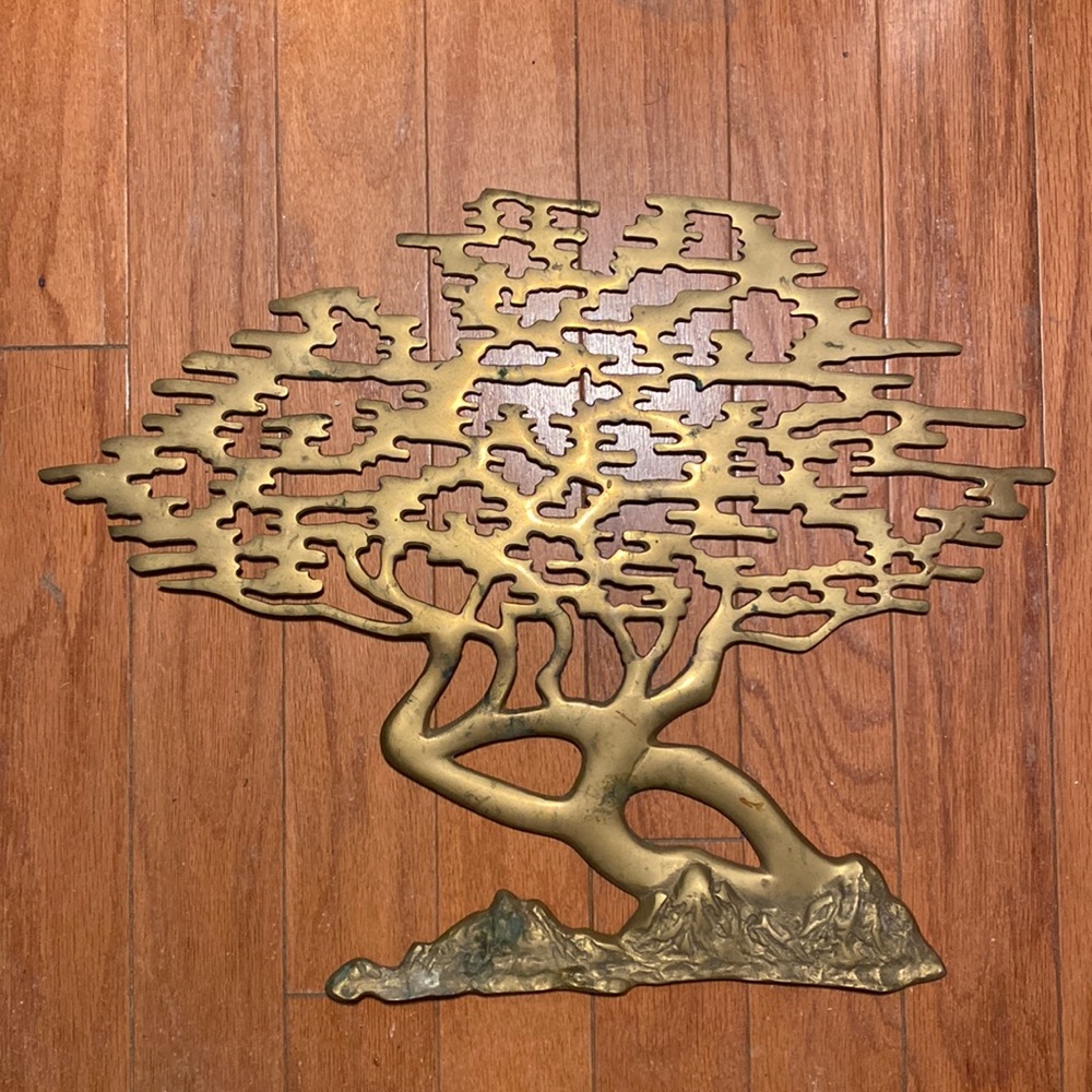 Brass Bonsai Tree of Life Art Sculpture Wall Hanging Mid Century MCM 20"x16"